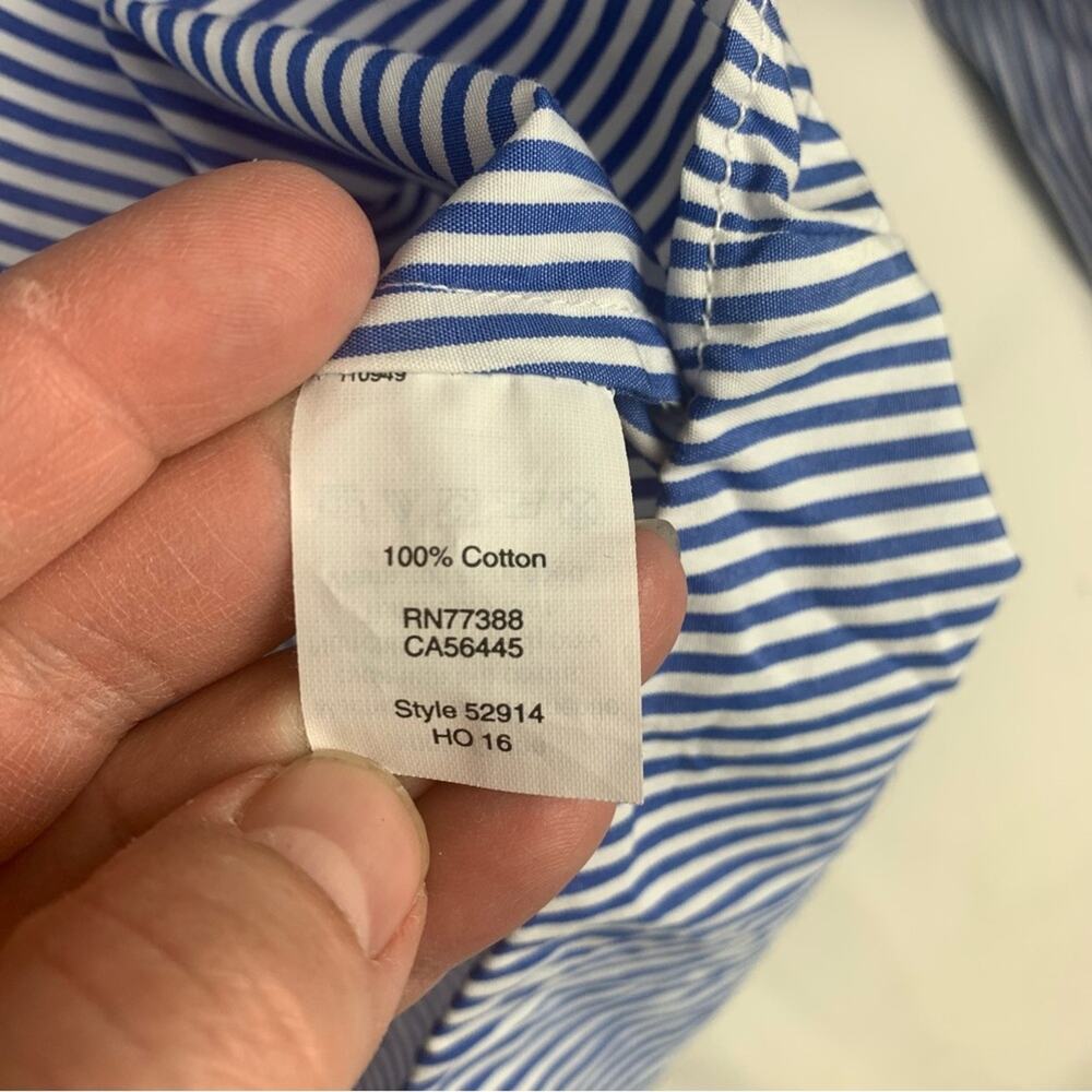 J. Crew women's large Haberdashery Blue white stripe Casual Button Down Shirt - Picture 5 of 9